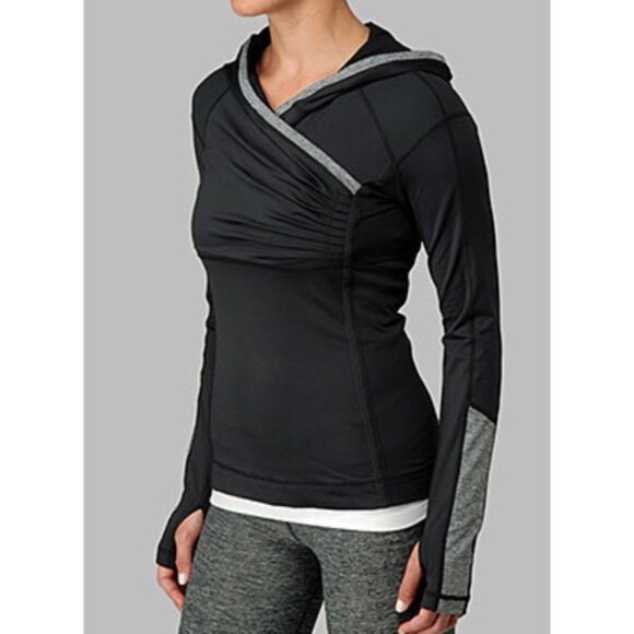 Lululemon - Run for Your Life Hoodie in Black + Heathered Grey, size 2 - Picture 7 of 9